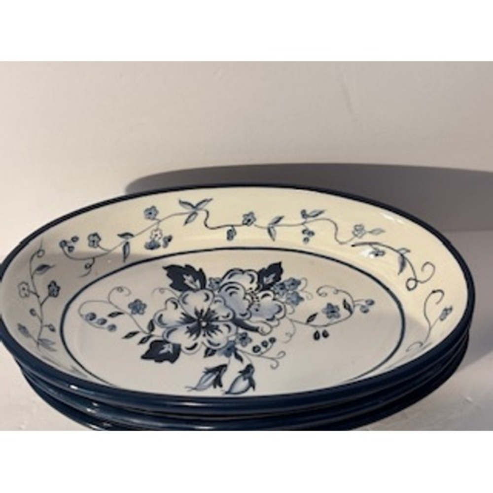 Lang Floral Blues Earthenware Oval Serving Dish Blue White - Picture 4 of 13